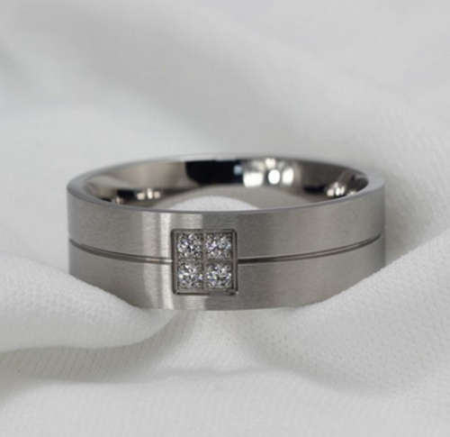 Stainless Steel Ring with Zircon Crystal,3 Colors Available