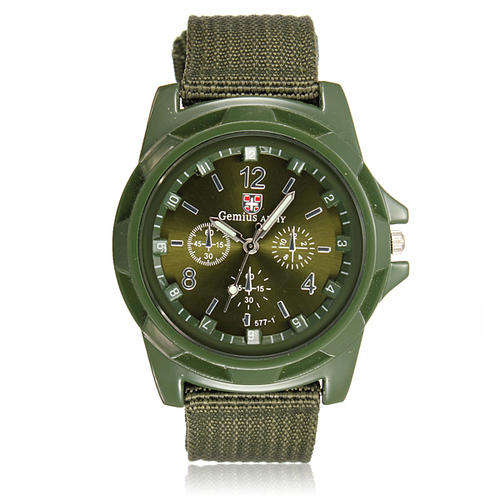 GREEN CANVAS STRAP CAMO FACE MEN WATCH