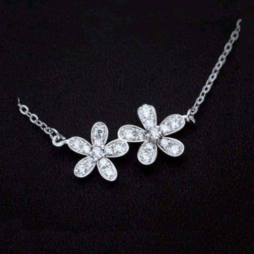 Double Flower Austrian Crystal Necklace