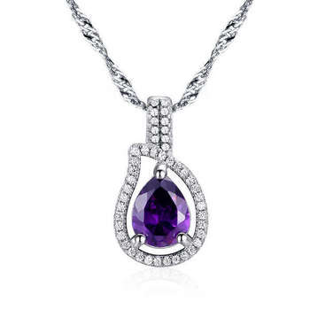 Water Drop Purple Austrian Crystal Necklace