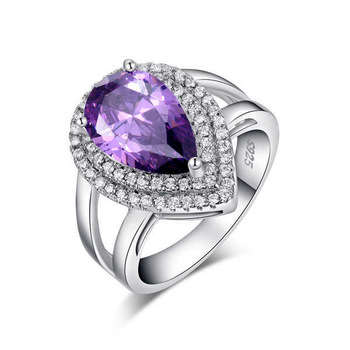 Water Drop 6 ct Amethyst Ring, Austria Crystal