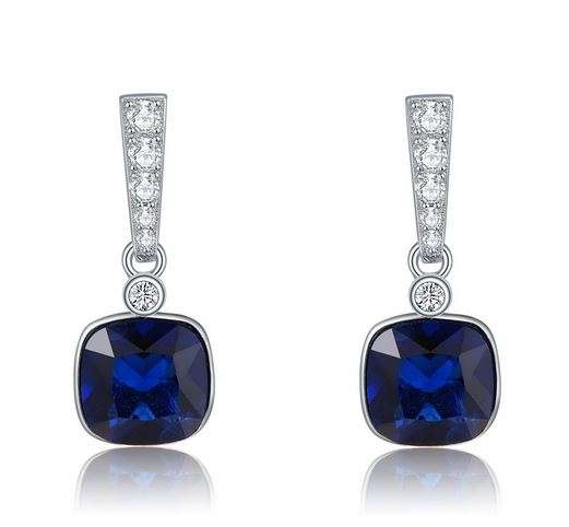 Dangling Dark Blue Austrian Crystal Earrings