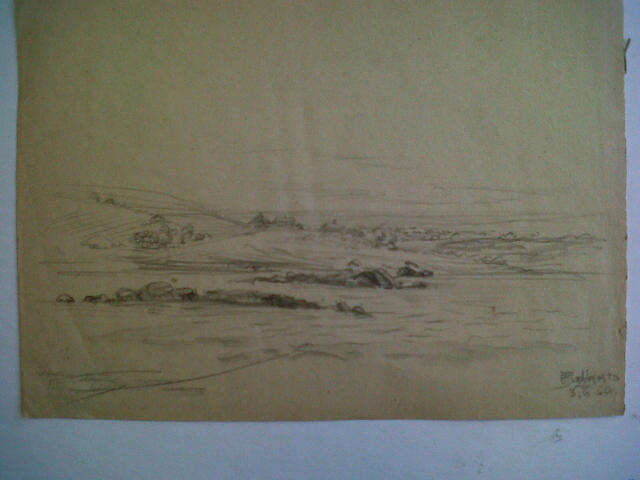 WALTER BATTISS  ****Rare Pencil Sketch""