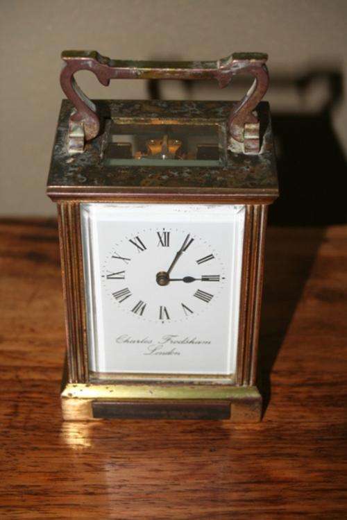 Carraige Clock by renowned clock maker Charles Fredsham of London