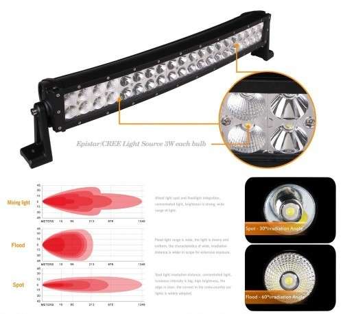 22 inch 120W LED Bar Curved Truck 4x4 SUV 4WD Car ATV
