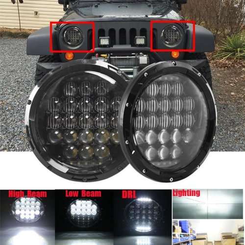 Set of 7inch 105w Jeep wrangler halo headlights ,5D CREE led lights