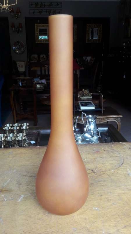 Beautiful Smoky Brown glass vase - 35cm High