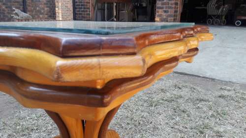 STUNNING Wooden Chess table with Glass Top