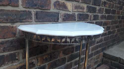 Vintage marble and metal half moon table - 79cm Height
