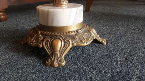Vintage solid brass and marble side table - 46cm Height