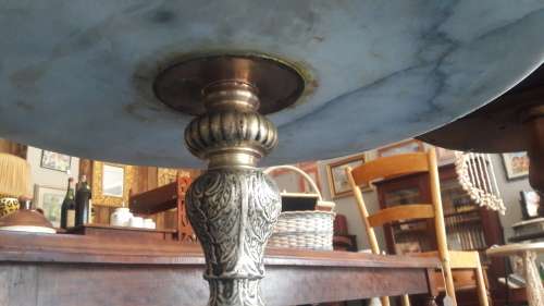 Vintage solid brass and marble side table - 46cm Height