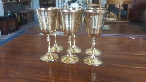 Set of 6 Brass goblets - 15cm Height