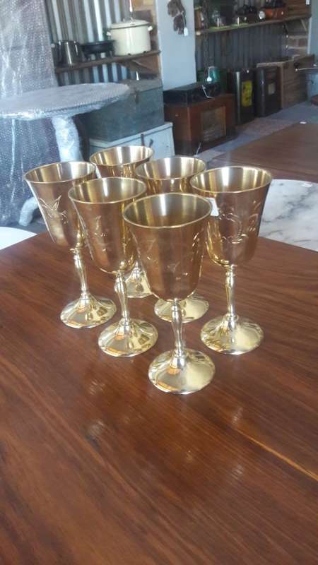 Set of 6 Brass goblets - 15cm Height