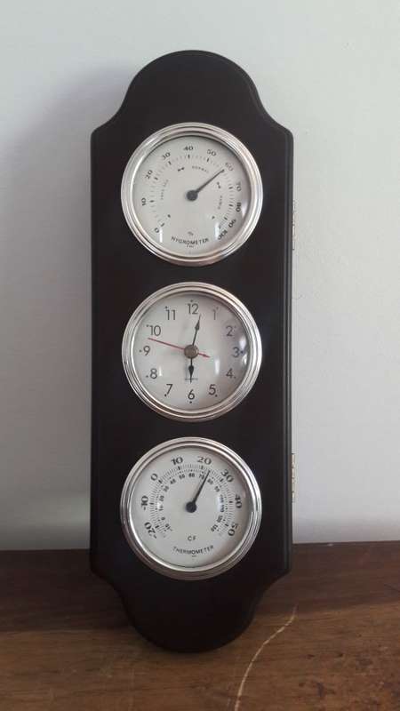 Vintage Hygrometer, Clock and Thermometer