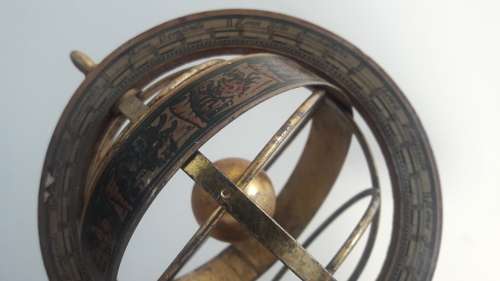 Vintage brass and wood ornament