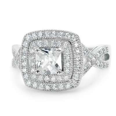 Graceful Princess Cut Cubic Zirconia 925 Sterling Silver Ring