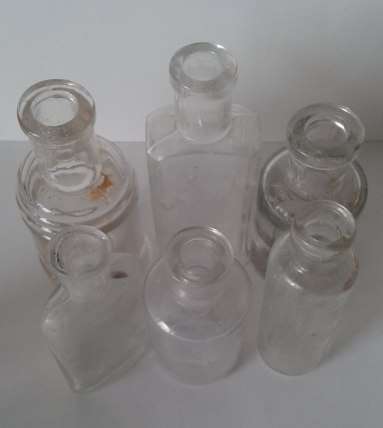Vintage clear glass bottles  - six
