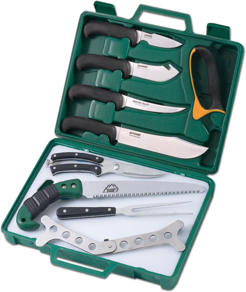 Outdoor Edge Game Processor kit - knives, saw, scizzors,sharpener, rib-cage spreader, etc.