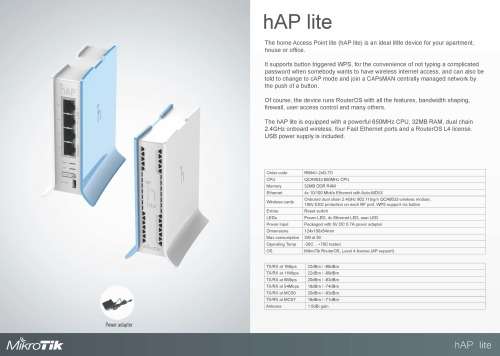 MikroTik hAP lite SOHO 2GHz WiFi Router RB941-2nD