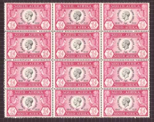 1935 - KGV  UNION SILVER JUBILEE 1d BLOCK WITH VIRAITY  - MNH