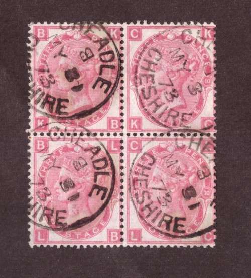 1873 3d ROSE PLATE 10. A FINE BLOCK OF FOUR.