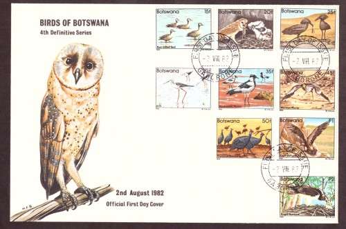 Botswana . Birds1982 full set on 2 FDC SG 515-532