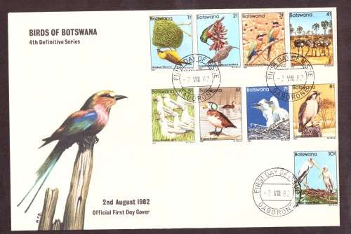 Botswana . Birds1982 full set on 2 FDC SG 515-532
