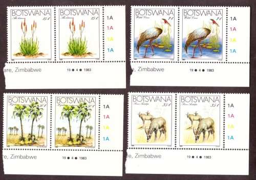 Botswana .1983  SG 541-544 Corner blocks of 2