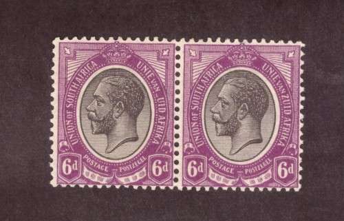 1920 - union GEORGE V 6d    pair SACC 10  MNH varieti missingZ