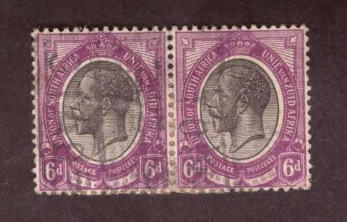 1920 - union GEORGE V 6d    pair SACC 10 used varieti missingZ