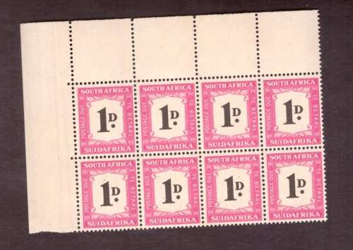 1948 UNION postage due1 block of 8  1d  mint SACC #33