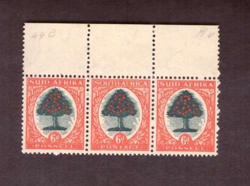 UNION 0f South Africa 1932 Roto printing 6d. SACC #48a Wmk.upright. Hinge on margin.