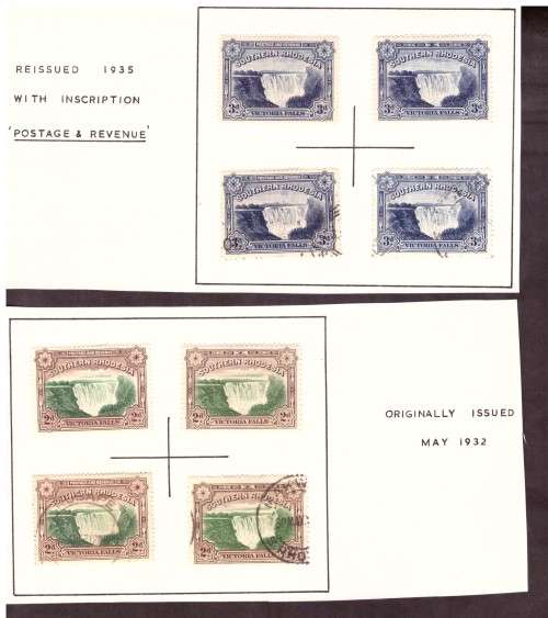 Southern Rhodesia  1932 and 1935 issue Victoria Falls. 2d and 3d complit mint and used.