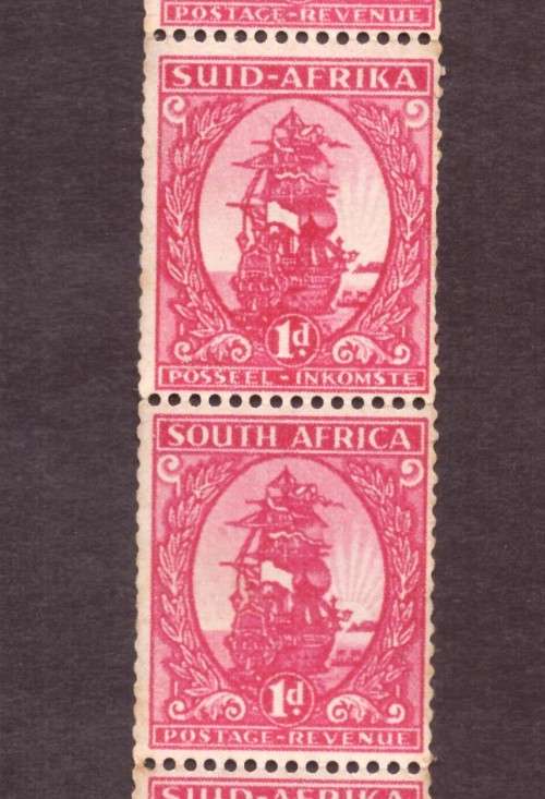 UNION 0f South Africa 1943 issue 1d Coil stamps in roller over 300 stamps.SACC #105b