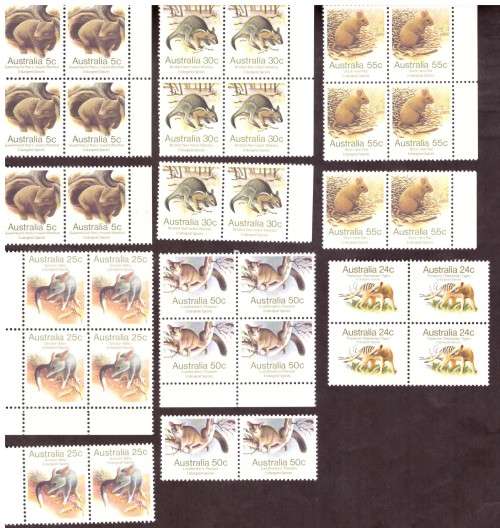 Australia .Scott cat. 784-800 . 1981-83 issue.  MNH in blocks.