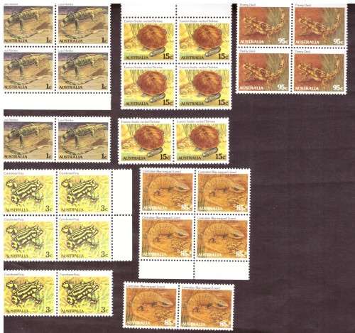 Australia .Scott cat. 784-800 . 1981-83 issue.  MNH in blocks.