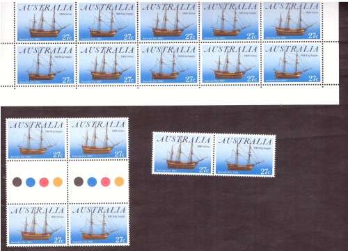 Australia .Scott cat. 861-862. 1983 issue.  MNH. in corner block and gutter block.