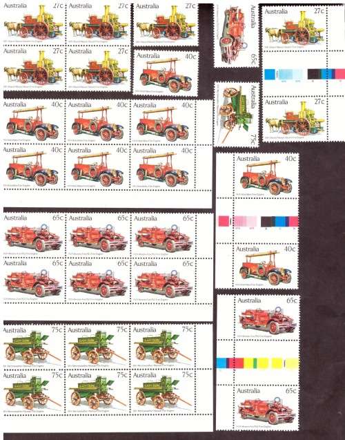 Australia .Scott cat. 857-860. 1983 issue.  MNH in corner blocks and gutter ....