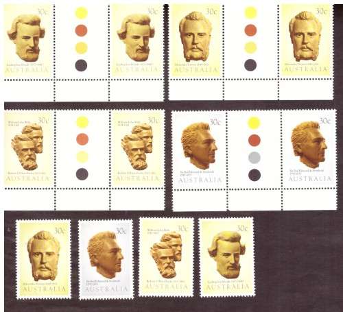 Australia .Scott cat. 885-888. 1983 issue.  MNH. in  gutter blocks and full set.