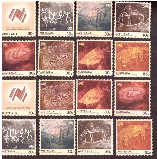 Australia .Scott cat. 932-939. 1984 issue.  MNH. gutter block.