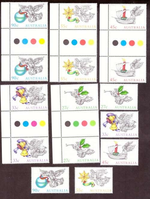 Australia .Scott cat. 967-970. 1985 issue.  MNH. gutter blocks. and stamps