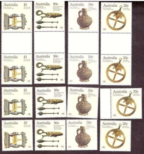 Australia .Scott cat. 963-966. 1985 issue.  MNH. gutter blocks.