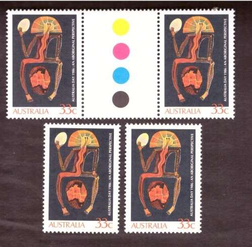 Australia .Scott cat. 971, 972 and 973. 1986 issue.  MNH. gutter block.