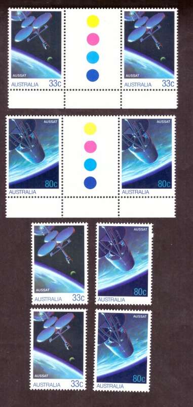 Australia .Scott cat. 971, 972 and 973. 1986 issue.  MNH. gutter block.