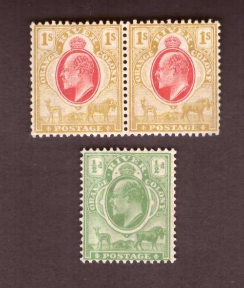 UNION 0f South Africa  Orenge River Colony  Pair of 1/ SACC #91 and 1/2d  #84 very nice mint.