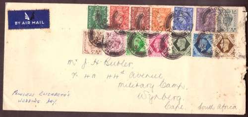 Great Britain. Complite set of Georg VI on cover [rare] 20 Nov 1947.Wedding Day of Princess Elizabet