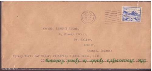 Great Britain. Jersey First Day Cover stamp 2.5d,  29 JU 1943.