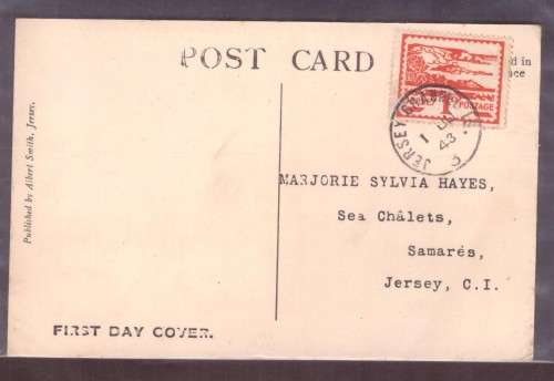 Great Britain. Jersey First Day Cover  [post card] stamps  1d.  1 JU 1943.