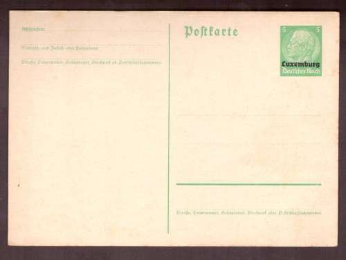 Germany. Post cart 5pf  von. Hindenburg oveprint Luxemburg. [rare]