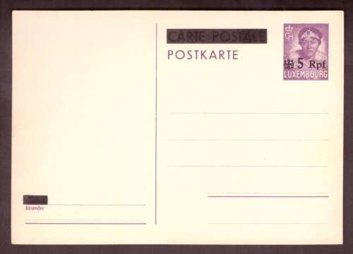 Germany. Post cart 5 Rpf  Luxemburg. [rare]